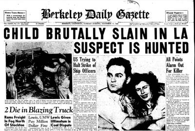 Front page of The Berkely Daily Gazette, Nov. 15, 1949